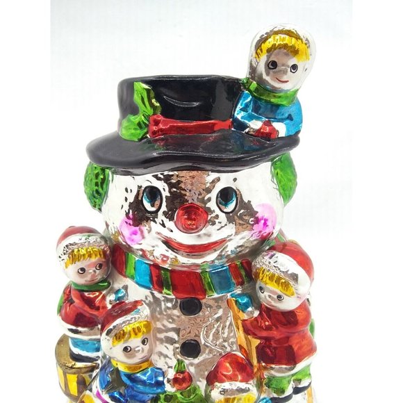 Vintage unique metallic radko pacconi style snowman children votive candle - Picture 10 of 12